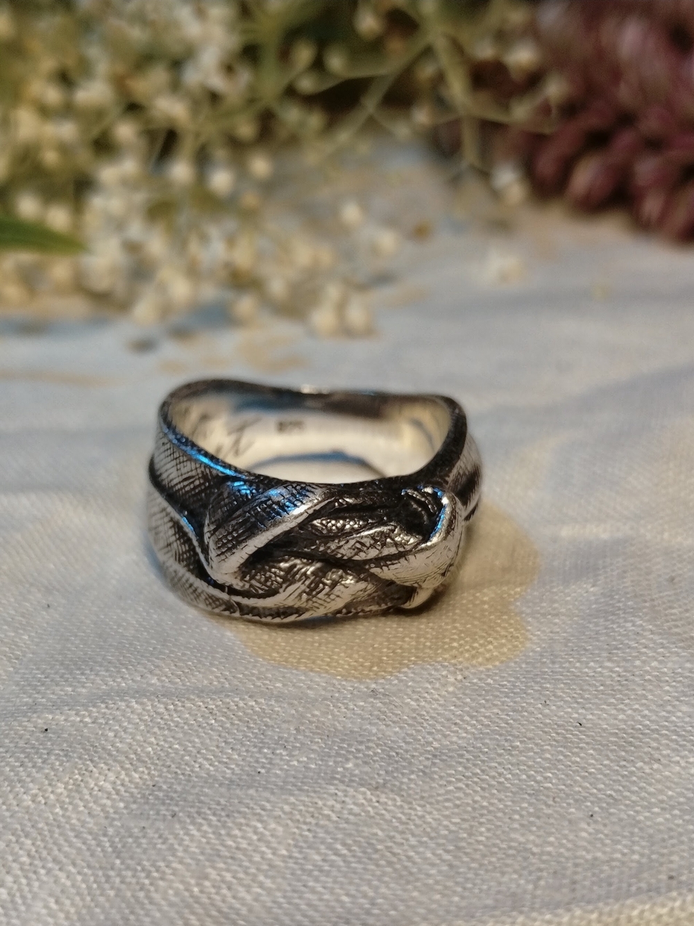 Mingon Faget Textured Knot Silver Ring Size 8